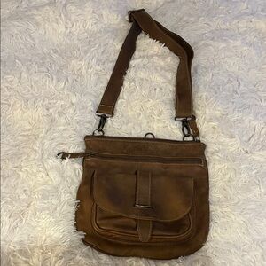 Roots Brown Leather Crossbody Bag